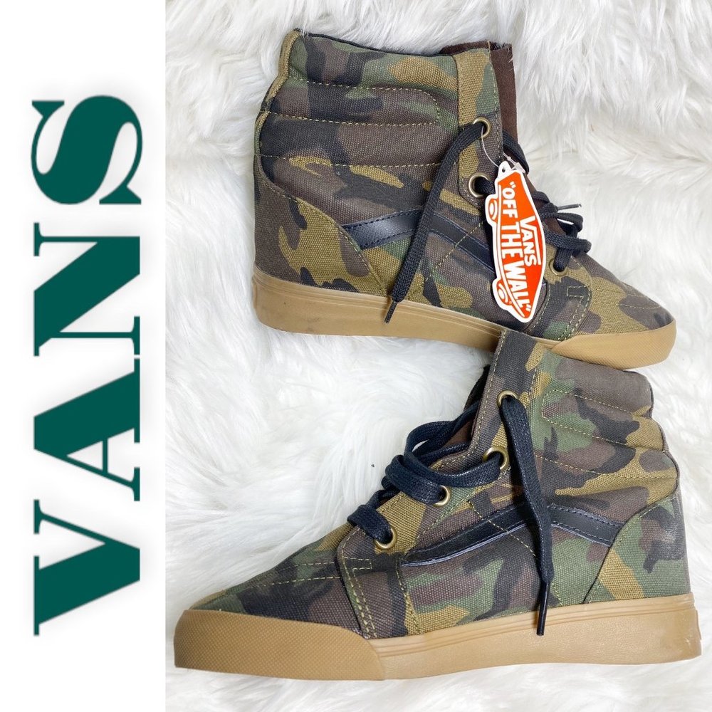 NWT Vans Sk8-Hi Camo Wedge Lace Up Hightop Sneaker, Women's Size 10/Men's 8.5